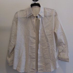 cream pinstripe button-down